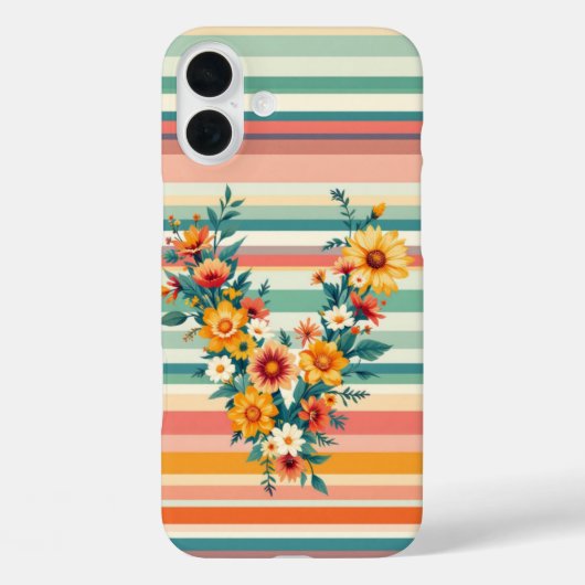 Bloemstrepen Retro (V) Case-Mate iPhone Case (Achterkant)