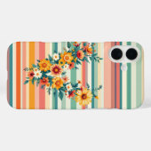 Bloemstrepen Retro (V) Case-Mate iPhone Case (Achterkant (horizontaal))