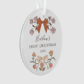 Bloemstrikken Terracotta Baby's eerste kerst Ornament (voorkant)