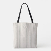 Bloemstripcrème, Blauw, Groen Monogram Tote Bag (Achterkant)