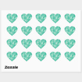 Bloemstroming- Blauwgroen- Hart Sticker (Vel)