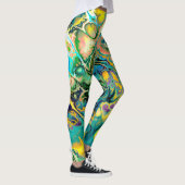 Bloemstroom FRACTAL BATIK Blauwgroen gele blauwe z Leggings (Rechts)