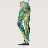 Bloemstroom FRACTAL BATIK Blauwgroen gele blauwe z Leggings (Links)