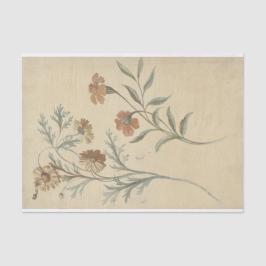 Bloemstudies van een Rode en Bruine Bloem Tissuepapier (Voorkant)