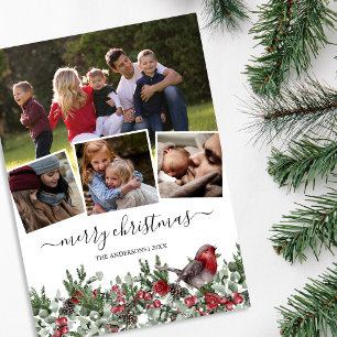 Bloemstuk 4 Foto Familie Kerstmis Feestdagenkaart