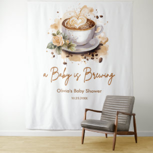 Bloemstuk A Baby is Brewing Bruine Koffie Baby Sho Wandkleed