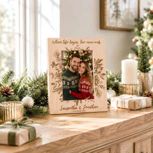 Bloemstuk Aangepaste Naam Koppel Kerst Foto Aanden Gegraveerde Lijstjes
