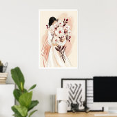 Bloemstuk Afdruk Overgroot Waterverf Bloesems Poster (Thuiskantoor)
