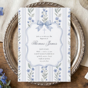 Bloemstuk Blauw Chinoiserie Boogkruis Doop Kaart