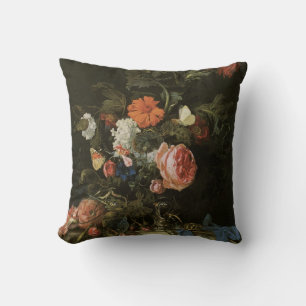 Bloemstuk Bloemen in Vaas, Vintage Barok Kussen