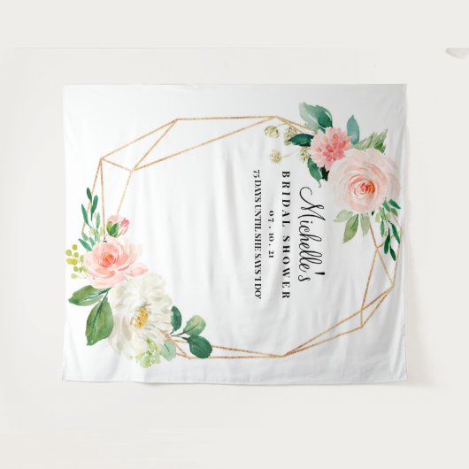 Bloemstuk Bruiloft Feest Achtergrond, Photo Booth  Wandkleed (Voorkant (horizontaal))