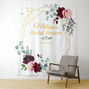 Bloemstuk Bruiloft Feest Gouden Geometrische Booth Wandkleed
