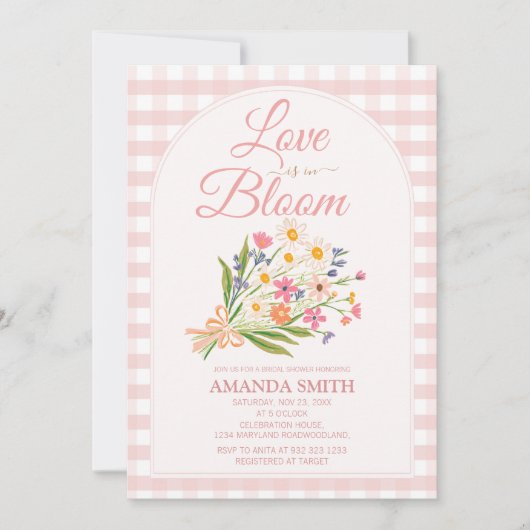 Bloemstuk Bruiloft 'Love Is in Bloom' Bruidsfeest  Kaart (Voorkant)