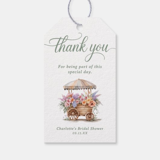 Bloemstuk Bruiloftsshower Bloemen Bedankt Cadeaulabel (Achterkant)