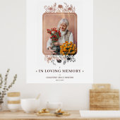 Bloemstuk & Elegante Foto Rouwmis Poster (Keuken)