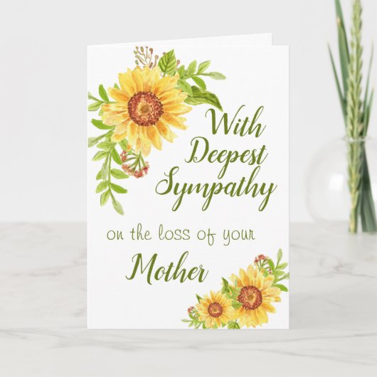 Bloemstuk gele zonnebloem moeder kaart sympathie (Voorkant)