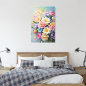 bloemstuk geschilderd canvas afdruk (Insitu (Slaapkamer))