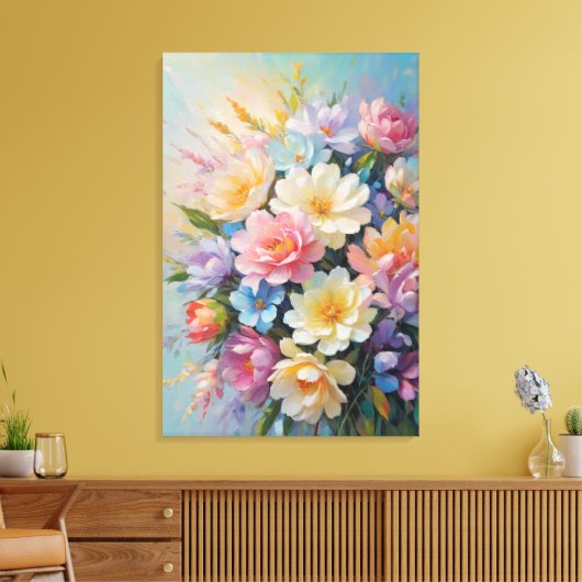 bloemstuk geschilderd canvas afdruk (Insitu (Woonkamer))