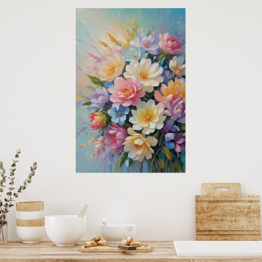 bloemstuk geschilderd poster (Keuken)