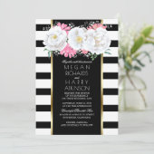  Bloemstuk Goud Wit Zwart Huwelijk Kaart (Staand voorkant)