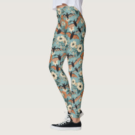Bloemstuk Halloween Vleermuizen & Bloemen Leggings
