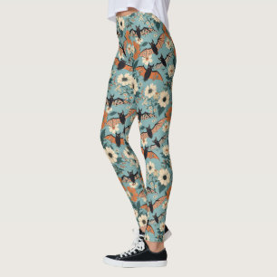 Bloemstuk Halloween Vleermuizen & Bloemen Leggings