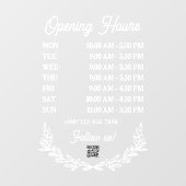 Bloemstuk halve krans openingstijden QR-code Raamsticker (Vel)