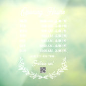 Bloemstuk halve krans openingstijden QR-code Raamsticker (Vel 3)