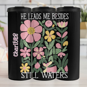 Bloemstuk Hij Leidt Me Naar Stilstaand Water Thermosbeker