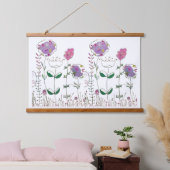 Bloemstuk in gemengde techniek hangend wandkleed (Slaapkamer)