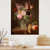 Bloemstuk in glazen vaas poster (Keuken)