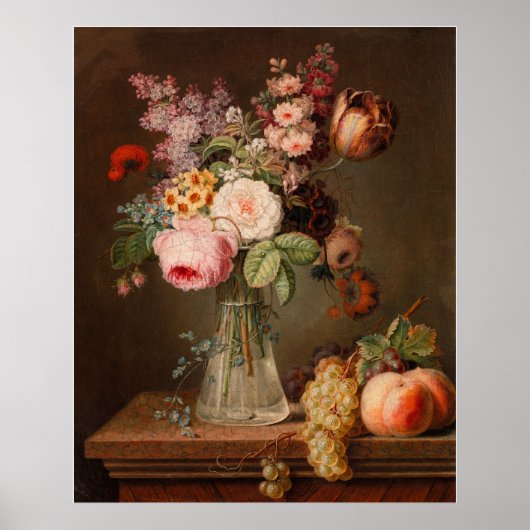 Bloemstuk in glazen vaas poster (Voorkant)