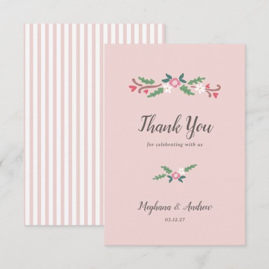 Bloemstuk in landelijke romantische stijl bedankkaart (Voorkant / Achterkant)