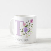 Bloemstuk koffiemok met de naam Theresa (Voorkant links)