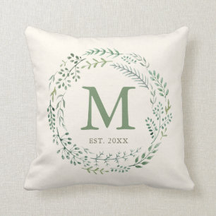 Bloemstuk Krans Monogram Oprichtingsdatum Kussen
