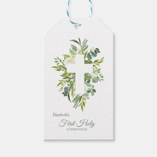 Bloemstuk Kruis Eerste Heilige Communie Cadeaulabel (Voorkant)