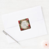 Bloemstuk met rode en roze rozen vierkante sticker (Envelop)