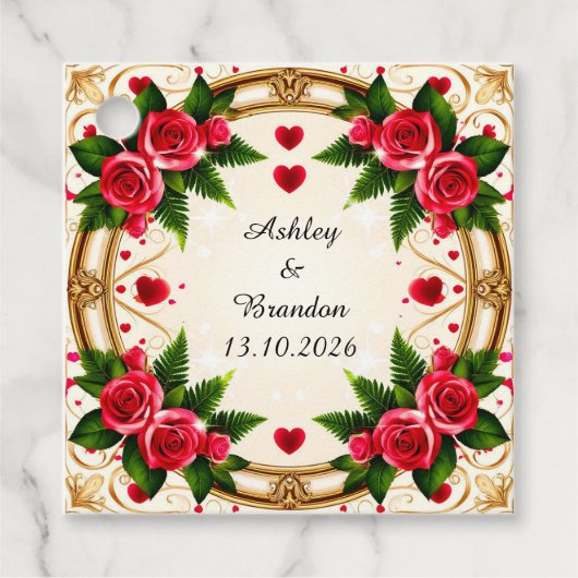Bloemstuk met Roze Rozen Bedankjes Labels (Voorkant)
