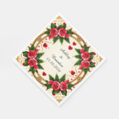 Bloemstuk met Roze Rozen Servet (Hoek)