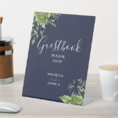 Bloemstuk Navy Blauwe Gastendoos Reclamebord Met Voetstuk (Insitu)