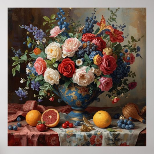 Bloemstuk overvloed poster (Voorkant)