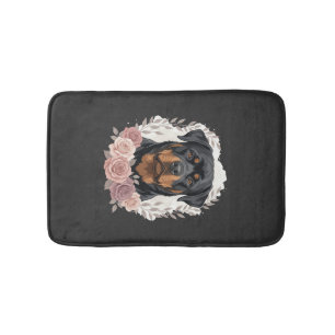 Bloemstuk Rottweiler Hond Portret Sublimatie Badmat
