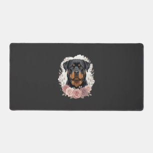 Bloemstuk Rottweiler Hond Portret Sublimatie Bureaumat