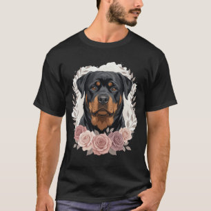Bloemstuk Rottweiler Hond Portret Sublimatie T-shirt