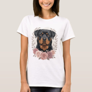 Bloemstuk Rottweiler Hondenportret Sublimatie T-shirt