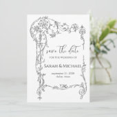 Bloemstuk Save the date Huwelijksaankondiging (Staand voorkant)