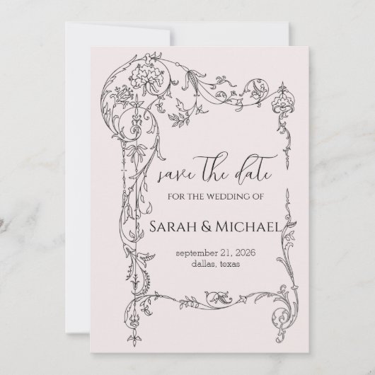 Bloemstuk Save-the-date Huwelijksaankondiging Save The Date (Voorkant)