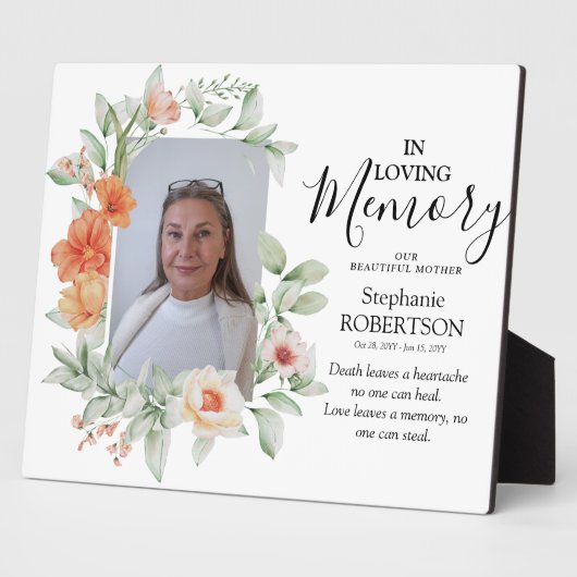 Bloemstuk 'Ter liefdevolle herinnering' Foto Funer Fotoplaat (Zijkant)