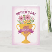 Bloemstuk Trofee Moederdag Paars Feestdagen Kaart (Voorkant)