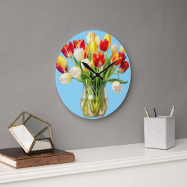 Bloemstuk Tulp Boeket Ronde Wandklok